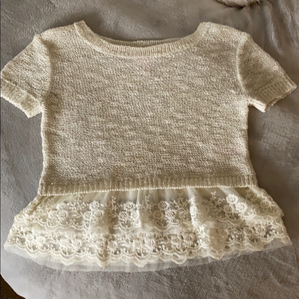 JUSTICE~Size 5 short sleeve sweater & lace top